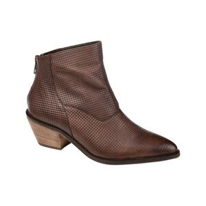 JOURNEE SIGNATURE Womens Brown Cassie Almond Toe Stacked Heel Zip-Up Booties 9 M